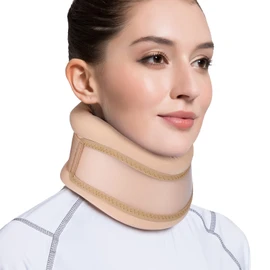 VELPEAU Neck Brace -Foam Cervical Collar - Soft Neck Support Relieves Pain & Pressure in Spine - Wraps Aligns Stabilizes Vertebrae - Can Be Used During Sleep (Dual-use, Brown, Large, 3.3″)