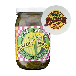 Tony Packo's Sweet Hot Skinnies Pickle, 16 Ounce Jar with Jar Opener