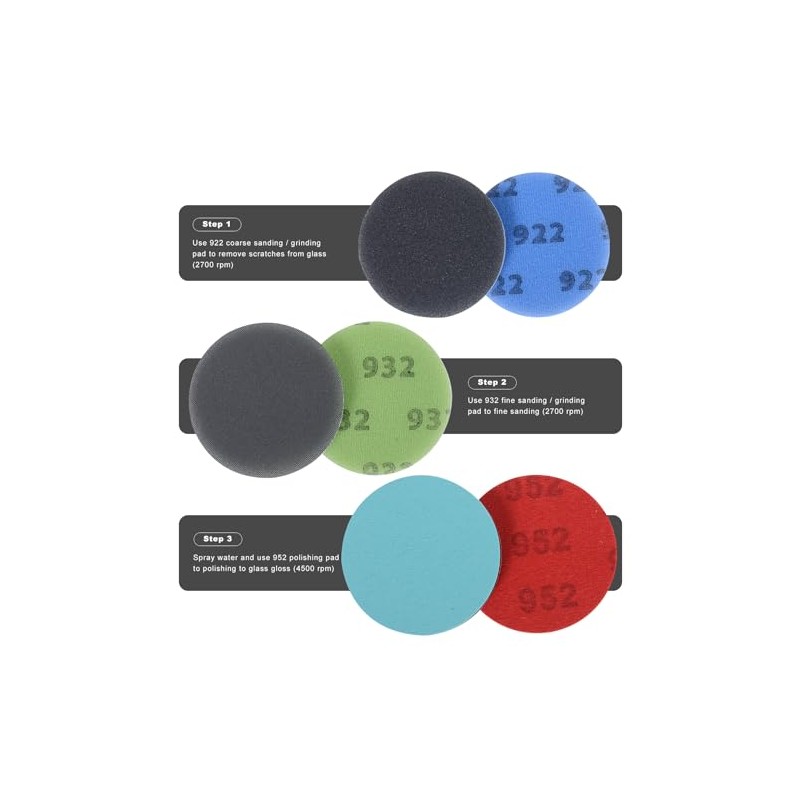 Glass Scratch Repair Removal Mesh Net Sanding Abrasive Pads Set