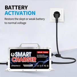 Entrinomy 15 AMP Golf Cart Charger for 48 Volt EZGO RXV & TXT with 3 Pin Triangular Plug-Lead Acid Battery Charger