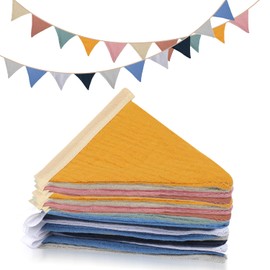 15 Ft Pennant Banner Flags, 2 Pcs Double-Sided Boho Nursery Garland, Triangle Bunting Banners for Baby Room, Playroom, Baby Shower, Birthday Party Decor (Rainbow & Blue)