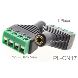 CablesOnline 3.5mm (1/8") Stereo TRRS Female Jack to AV 4-Screw Terminal Block Balun Connector, PL-CN17
