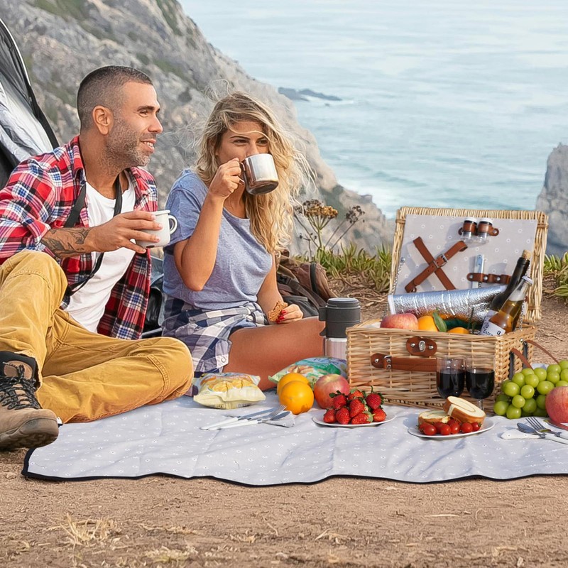 HappyPicnic Picnic Basket Set for 2 - Wicker Picnic Basket