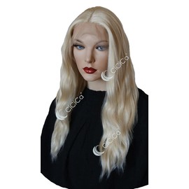 CiCiCa-“CARMEN”, Lace Front Wigs, 24 Inches Long Wig, Natural Wavy Wig, Bleach Blonde Wig, Swiss Lace Wig, Premium Synthetic Heat Resistant Hair Replacement Wigs for Women.