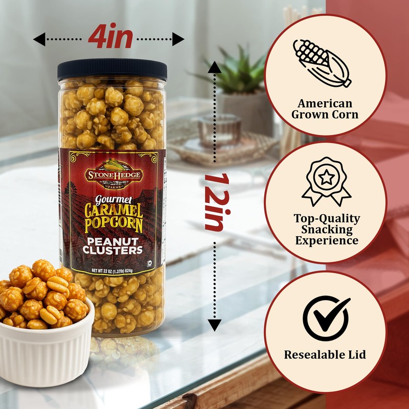 Stonehedge Farms Gourmet Peanut Caramel Popcorn Clusters | 20 oz