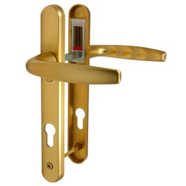 Hoppe Gold 'Atlanta' Pair Handle 92PZ or 92mm Sprung Lever UPVC Door Set, PVC PVCu Centre to Centre fixings 122mm