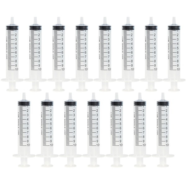 Pack of 15 Plastic Syringes, 10 ml, Reusable Dosing Syringes