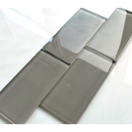 3x6 Cool Gray Color Wave Glass Tile - CW04 Sliver Mink Subway Backsplash Wall (Sold by The Piece)