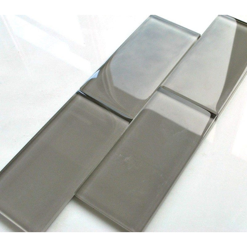 3x6 Cool Gray Color Wave Glass Tile - CW04 Sliver