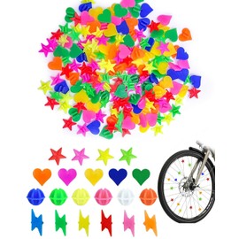 PLUOFRT 140 Pcs Bike Wheel Spokes Bead, Colorful Bicycle Spokes Decorations Bike Spoke Covers for Girls, Bicycle Spokes Accessories Wheel Decorations (4 Style)