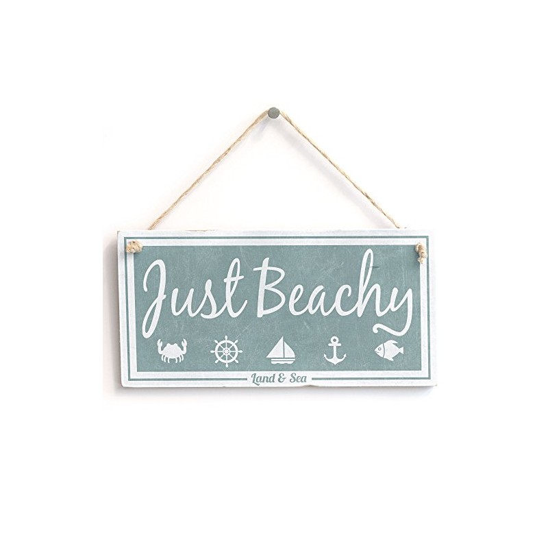 'Just Beachy (Land & Sea)'- Nautical Sign - Handmade Shabby