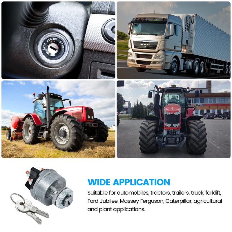 Huazu Ignition Key Switch for Car, Forklift, Truck, Tractor, Trailer