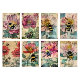 Jamie's bargain store 8 Bees And Flowers Tags Junk Journal Scrapbook USA Seller