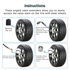 6-Pack Valve Stem Extenders, Mellbree 45 Degree 90 Degree 135 Degree Schrader Tire Valve Extension Compatible for Dual Wheels Passenger Cars, RV, Stroller, Bicycles, Motorcycles and Trailers