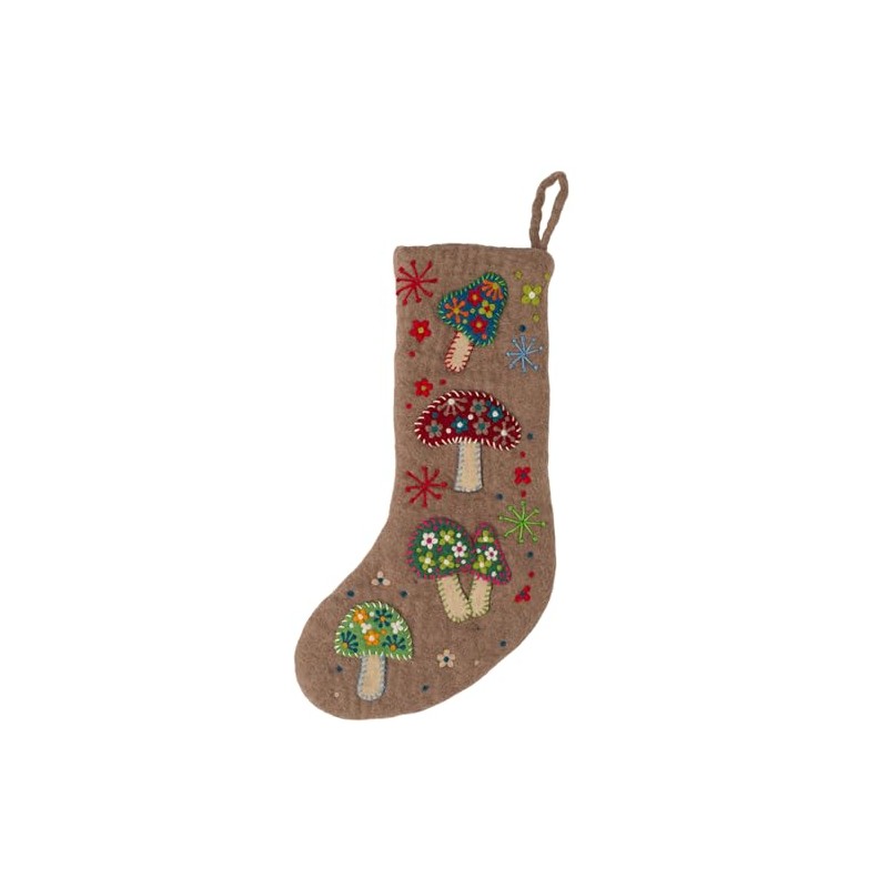Lakhays Felt Boho Stocking-Mushroom