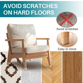 24 Pcs Chair Leg Floor Protectors Rectangle, Silicone Felt Furniture Leg Pads Caps Covers for Hardwood Floors, Fit Perimeter 5" to 5‑7/8"