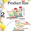 2PCS Easter Wooden Signs, Chicken Shape Natural Tabletop Decor Centerpiece
