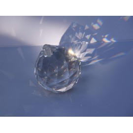 Hisredsun large Crystal Prism Ball with a red lanyard, 80 mm K9 Crystal Decorating Hanging Faceted Prism Balls Window Rainbow Suncatcher