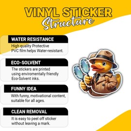 3 Pcs Detective Duck Police Sticker – Funny Animal Quote Vinyl Decal Waterproof for Laptop, Water Bottle, Tumbler – Gift for Duck Lovers, Detective Fans, and Humor Seekers – 3 Inch