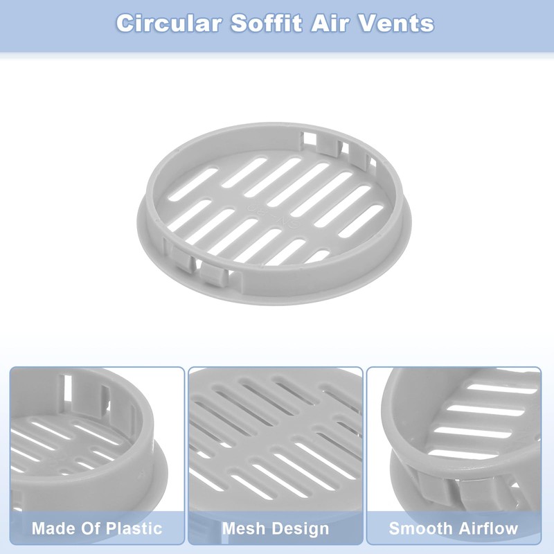 QUARKZMAN 16 Stück 80mm/3,15" Runde Soffit-Lüftungsgitter, Kunststoff-Soffit-Lüftungsabdeckung, Rundes Mesh-Loch-Luftschieber für