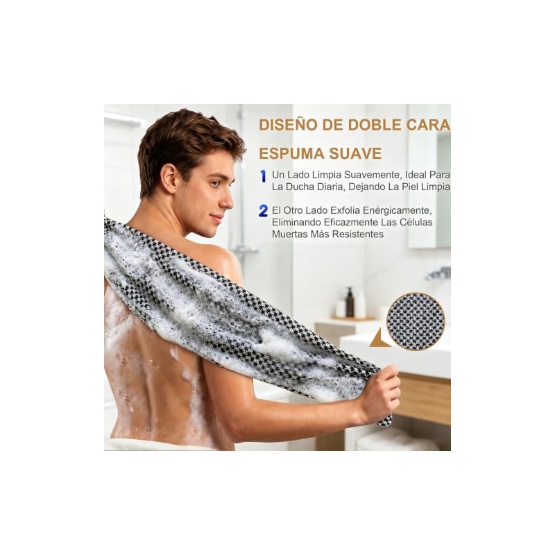 LEKOU 2PCS 9 x 40IN Toallas De Baño Exfoliantes