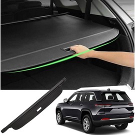 kaungka Protective Cargo Cover Compatible for 2022 2023 Jeep Grand Cherokee 5 seat(2 Row; WL) 4XE Durable Black Rear Trunk Shield Retractable