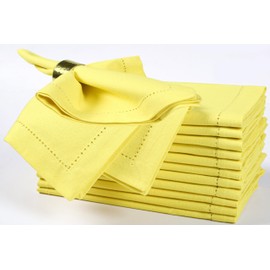 HOMIDATE Cloth Napkins Set of 12, Cotton Dinner Napkins 18x18, Hemstitched Wedding Napkins, Machine Washable Golden Kiwi