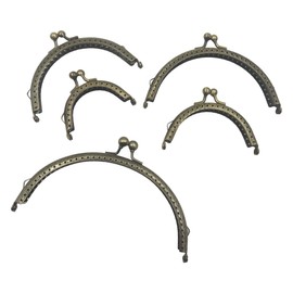 5PCS Purse Frame, Metal Kiss Lock, 5 Sizes Bronze Tone Arch Coin Ball Snap Clasp for Clutch Leather DIY Handle Bag Sewing Quilting Craft 6.5cm 8.5cm 10.5cm 12.5cm 15cm SH014