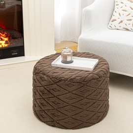 Round Pouf Ottoman Stuffed 20 x 20 x 14 Inches Boho Poof Foot Stool Home Decor Floor Pouffe Ottoman Foot Rest for Couch Sofa Bean Bag Chairs Living Room Bedroom (Dark Coffee)