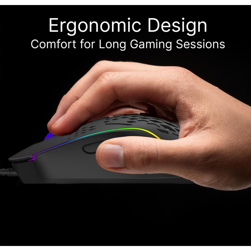 Laser Wired Gaming Mouse MI1210, RGB, 12800 DPI, 6 Buttons,