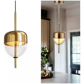 MODERN DECORATION Lampara Led Metal Oro-vidrio Ambarino, 15x150cm | Erp0256ch