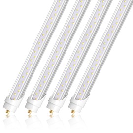 Barrina T8 T10 T12 LED Tube Lights, Dual-End Powered, Remove Ballast, Type B Bulbs, 8FT, FA8, 44W, 6500K Super Bright, 5500LM, LED Replacement for Fluorescent Tubes, Clear Cover, ETL Listed, 4 Packs