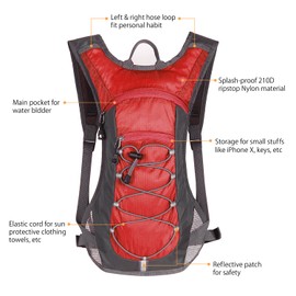 Unigear Mochila de hidratación con bolsa de agua de 70 onzas para correr, senderismo, ciclismo, escalada, camping, ciclismo (rojo)