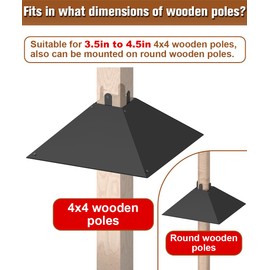 Queension Metal Squirrel Baffle for 4x4 Post, 17 Inch Squirrel Proof Baffles for Bird Feeder Poles, Outdoor Squirrel Guard for Wooden Pole to Deter Squirrels and Raccoons from Bird Houses, 1 Pack