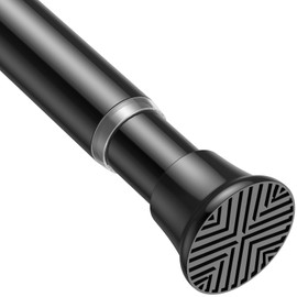 MEXAU Black Tension Curtain Rods 23 to 46 Inch,Small Curtain Rods No Drilling,Short Spring Tension Rod for Windows Door Closet,Pressure Curtain Rod