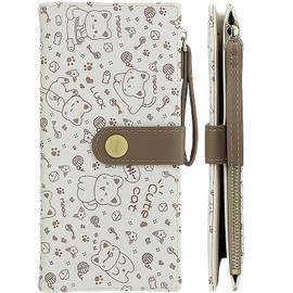 Farcauo Brown Kawaii Cat Wallet for Women Long Leather Coin Purse with Cute Design Minimalist Credit Card Holder and ID Window Travel Cash Wallet for Ladies