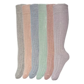3 Pairs Women’s Elastic Thermal Thick & Warm Wool Blend Luxury Soft Touch Winter Lurex Knee High Ladies socks UK 4-7 (Knee High Socks)