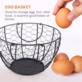 Roundsky Iron Egg Shelf Basket Fruit Basket Creative Collection Ceramic Hen Ornaments Decoration Kitchen Accessories B