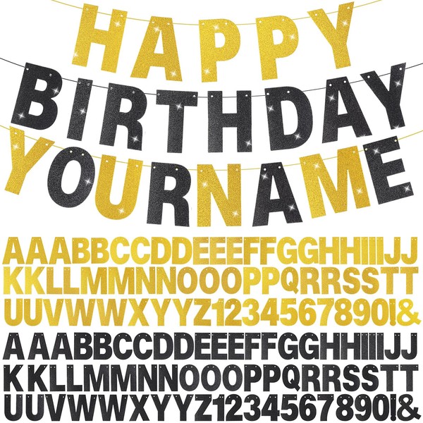 Clabby 132 Pcs DIY Glitter Customizable Banner Kit Birthday Banner