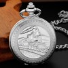 Tiong Silver Color Hollow Right Locomotive Design Mechanical Pocket Watch,