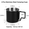 Ftabernam 4 Pack Stainless Steel Camping Cups with Foldable Handle,