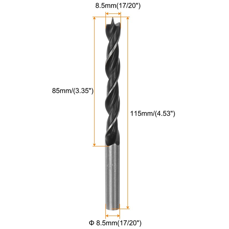 sourcing map 3pcs Brad Point Drill Bits 8.5mm(21/64") Dia Straight