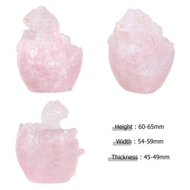 mookaitedecor Rose Quartz Crystal Dinosaur Ornament Collectible Figure, Hand Carved Dragon Egg Stone Statue Animal Sculpture for Home Office Decoration