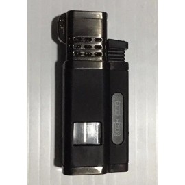 Moretti Churchill Quad Flame Lighter W/Punch, BL/Gun Metal, Lifetime Warranty