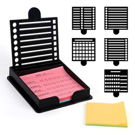 Soporte para notas adhesivas compatible con notas Post It, dispensador de plantillas de notas adhesivas de 3 x 3 pulgadas con plantilla, organizador de bloc de notas con plantilla de dibujo
