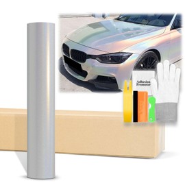 60"x72" (5FTx6FT) White Laser Flip Gloss Black Metallic Holographic Rainbow Psychedelic Vinyl Wrap Auto Car Sticker Decal Film Sheet Bubble Free Air Release Technology with Tool Kit