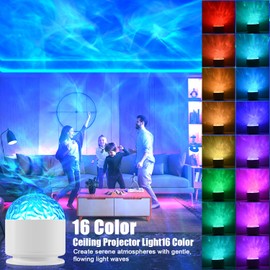 Luminorth Ocean Wave Projector Light, 16 Colors Northern Lights Projector, 30 Lighting Modes Ocean Lamp Galaxy Light Projector, Ceiling Luminorthe Cube Lamp for Bedroom/Party/Game Rooms