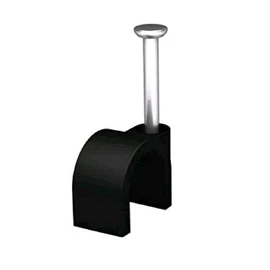 RosenetSys 6mm (Approx ¼in.) Black Round Cable Clips for Coax, Cat6, Power Cable - Outdoor Use - 100 Pack