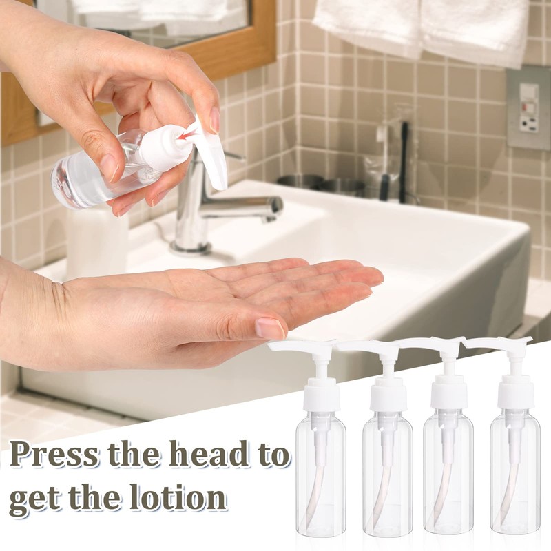 4 Pack Transparent Travel Bottles Pump Bottle Clear Mini Soap