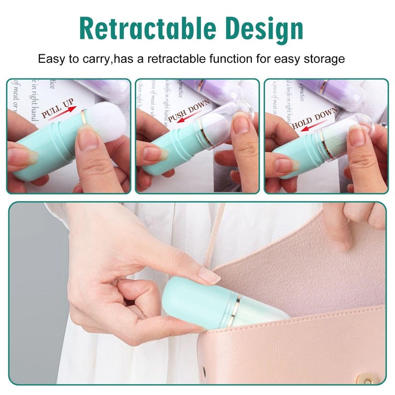 4 Pieces Retractable Makeup Brushes, Creative And Cute, With Dust
